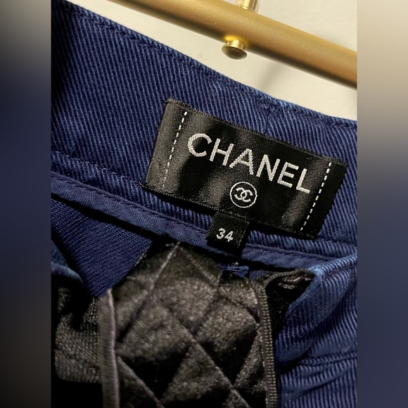 Chanel Quilted Belt Wide Leg Jeans Pants 34 - Picture 5 of 10